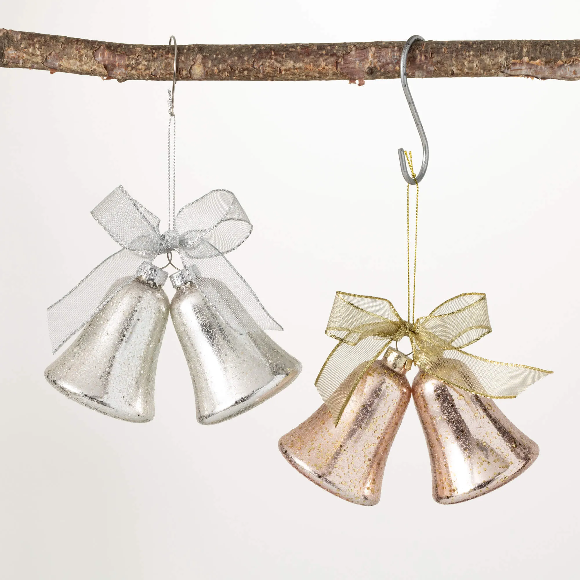 4.25"H Sullivans Christmas Cheer Bell Ornaments - Set of 2, Gold Christmas Ornaments