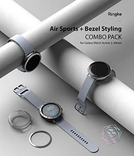 Air Sports   Bezel Styling Combo Case Designed for Galaxy Watch Active 2 44mm - Black / 30