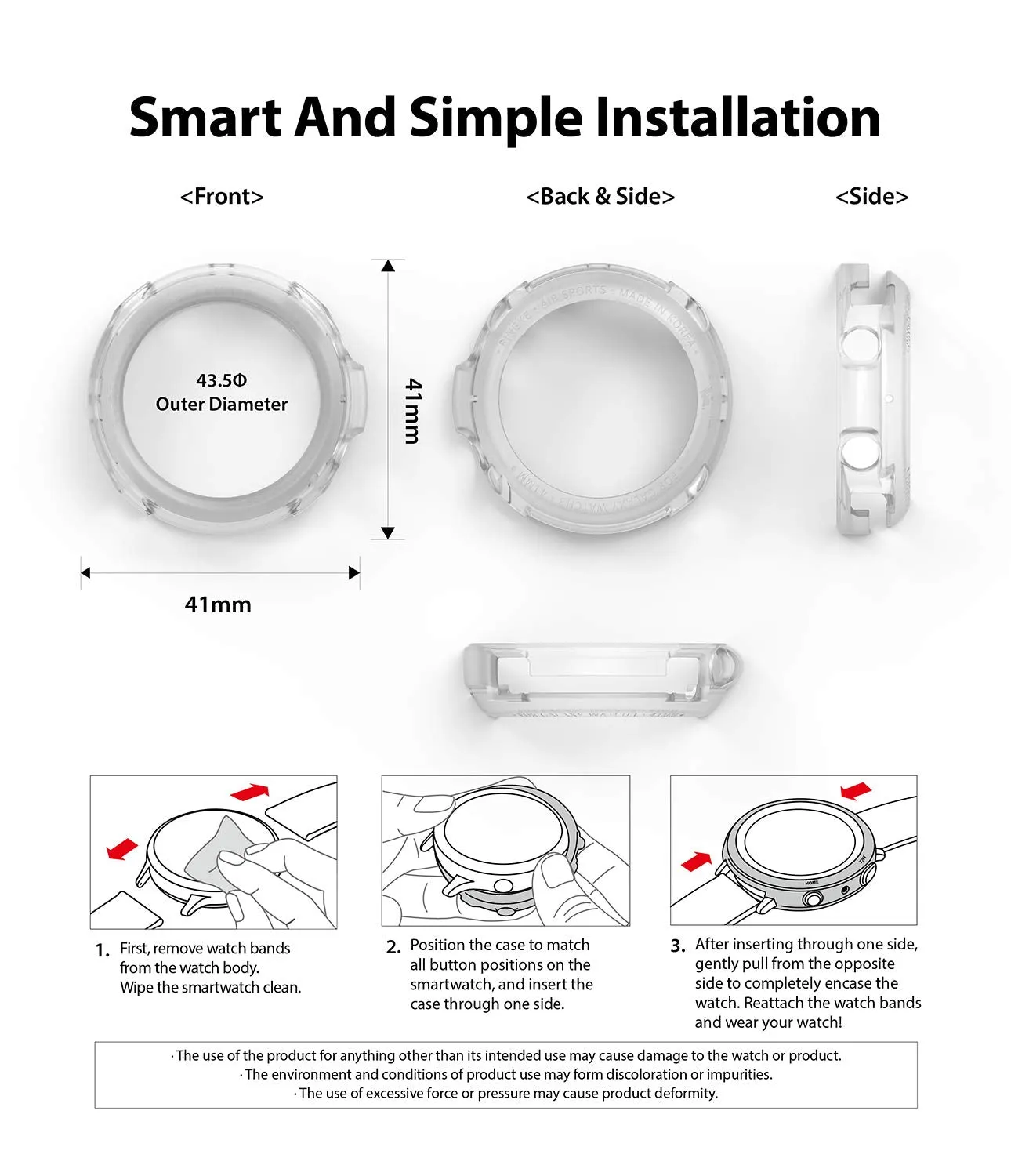 Air Sports Case Designed for Galaxy Watch 3 41mm - Matte Clear