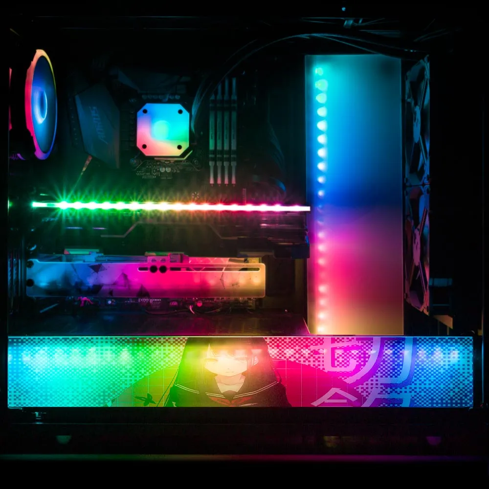 Optimized Anime Slice PSU Shroud Cover in Vibrant RGB Colors for PC Case