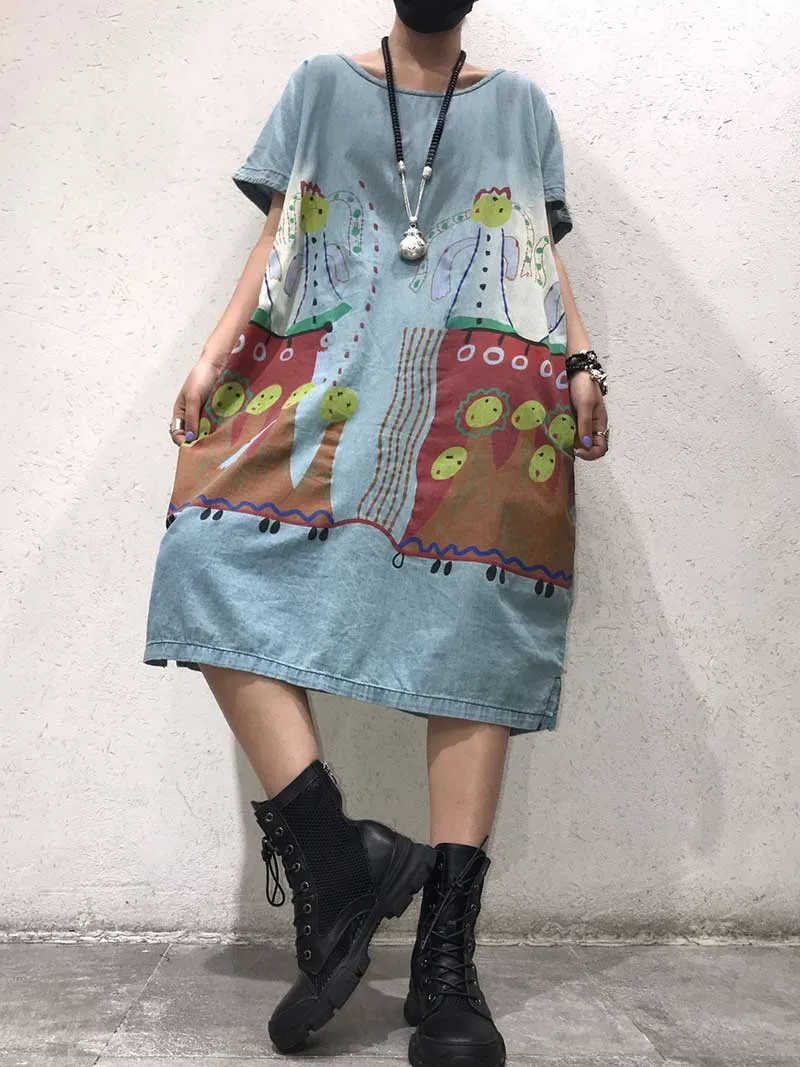 As My Heart Cartoon Printed Midi Dress