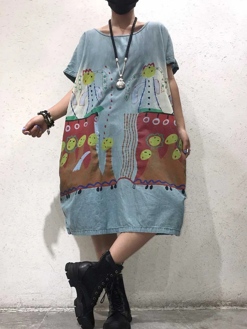 As My Heart Cartoon Printed Midi Dress