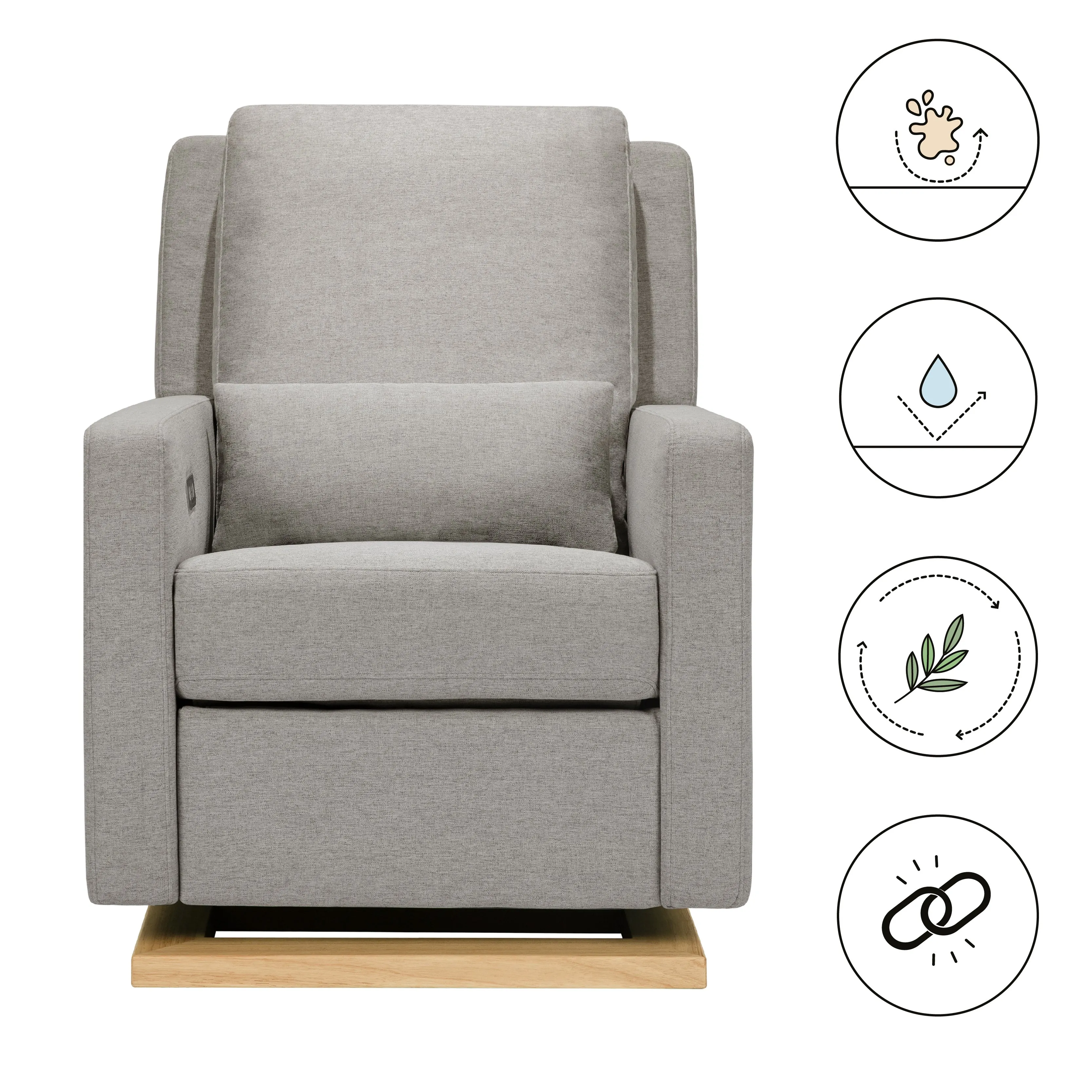 Babyletto Sigi Electronic Recliner and Glider in Eco-Performance Fabric with USB port