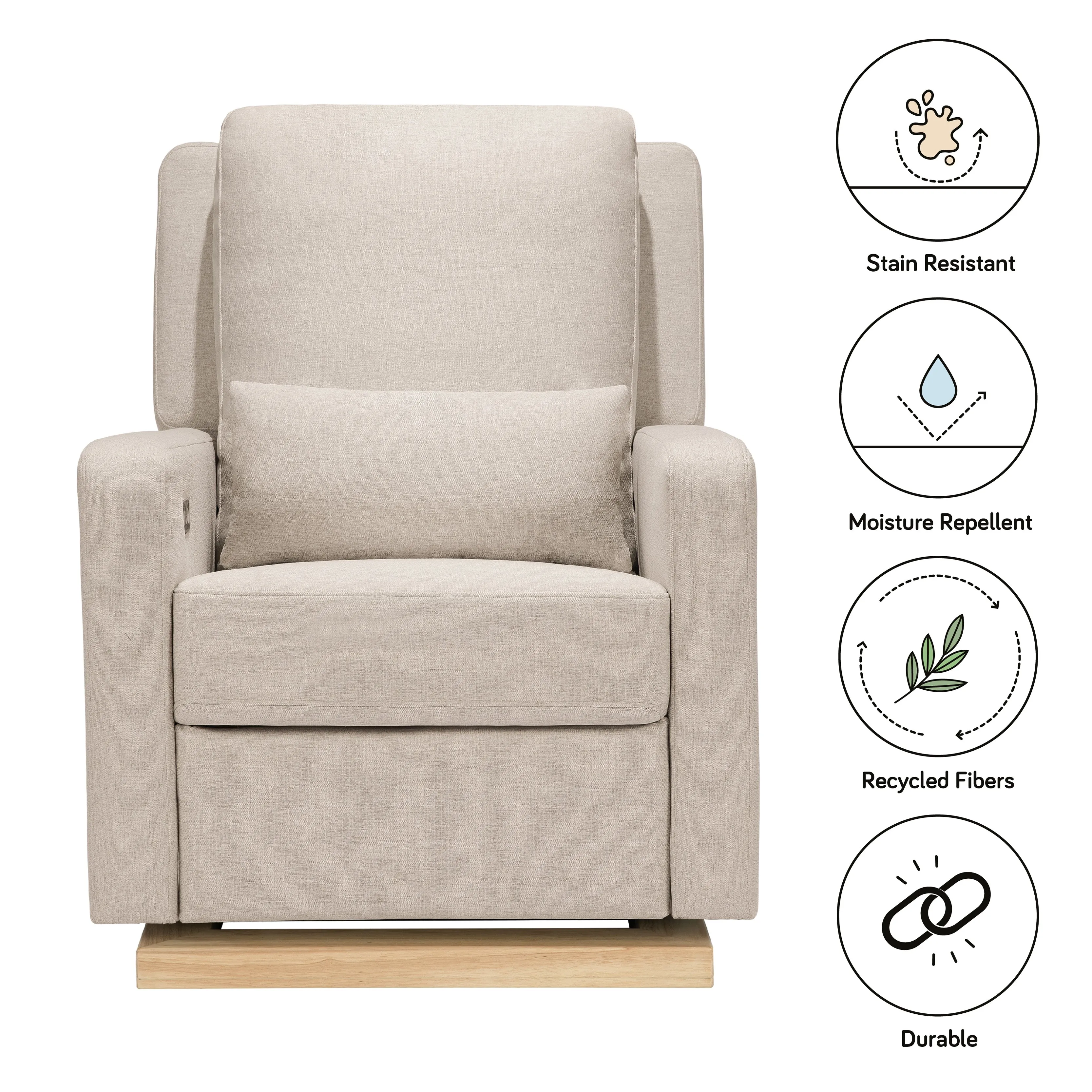 Babyletto Sigi Electronic Recliner and Glider in Eco-Performance Fabric with USB port