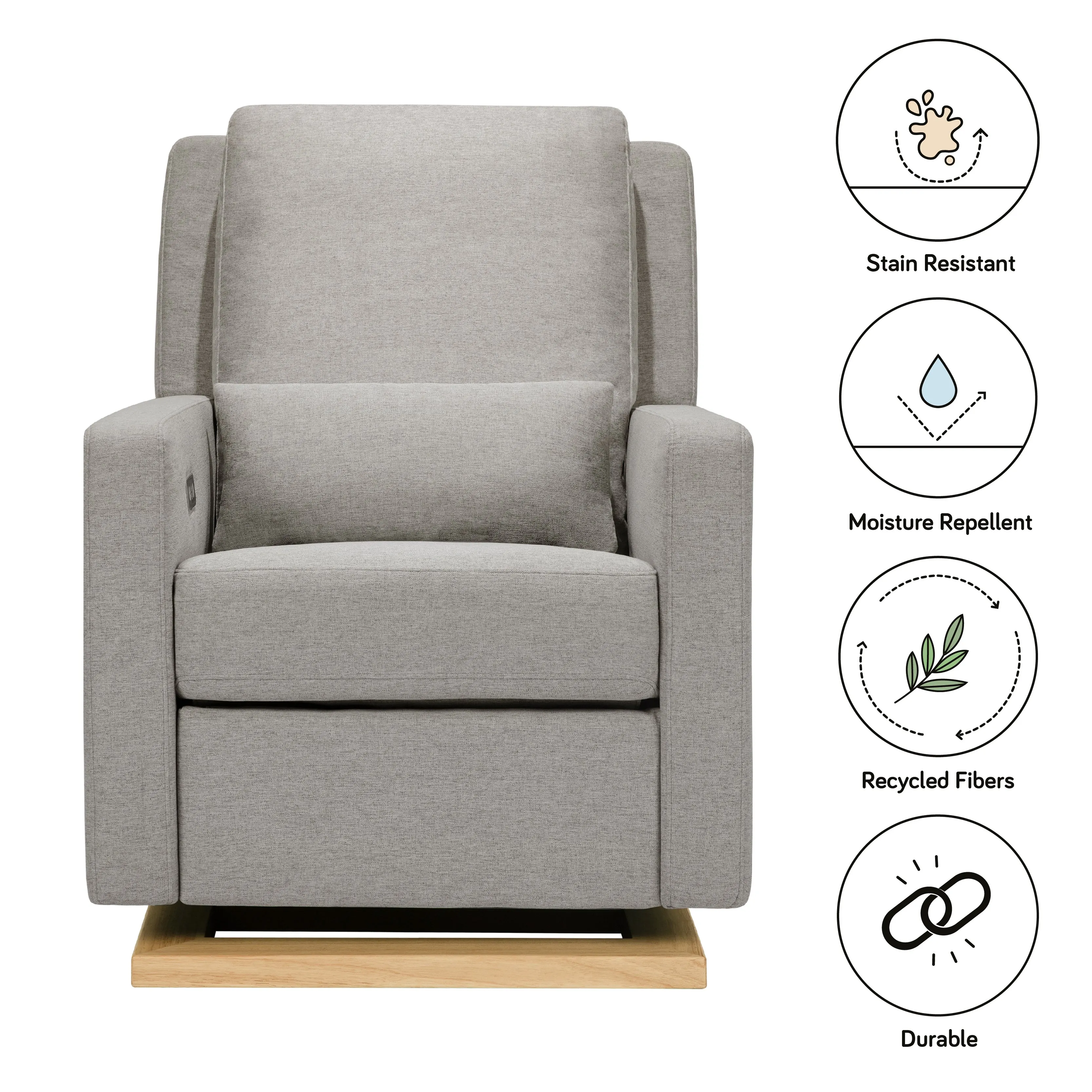 Babyletto Sigi Electronic Recliner and Glider in Eco-Performance Fabric with USB port