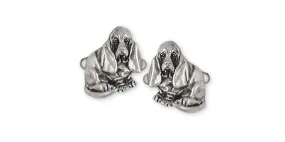 Basset Hound Cufflinks Jewelry Sterling Silver Handmade Dog Cufflinks BAS5-CL