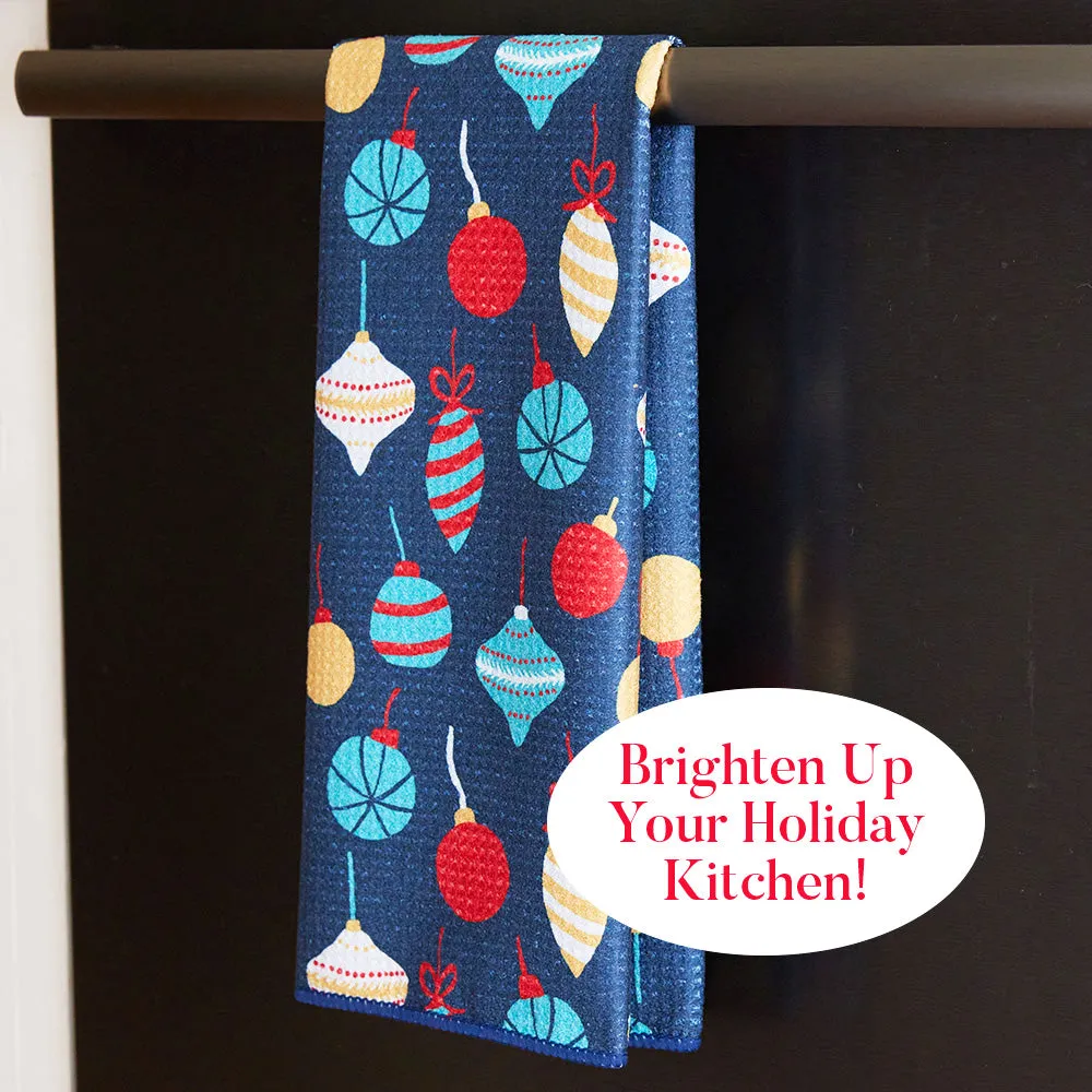 Bauble Ornaments blu Kitchen Tea Towel