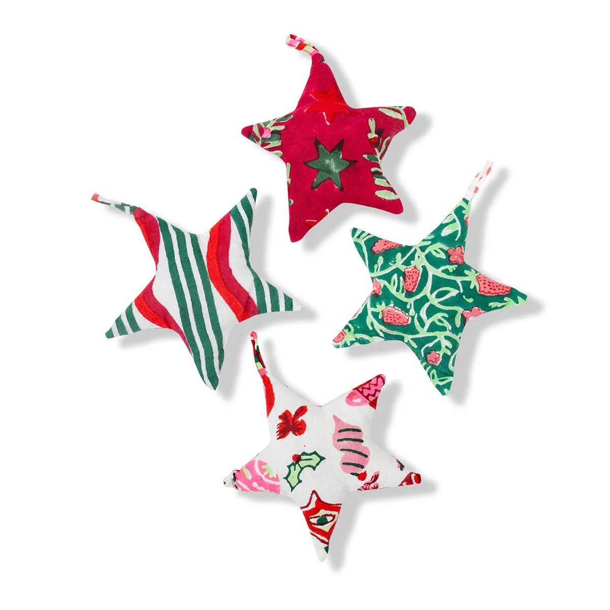 Blockprint Ornaments - Stars - S/4