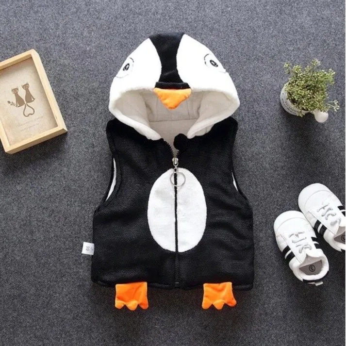 Boys And Girls  Fluffy Cartoon Hooded Vest