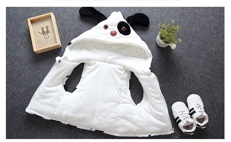 Boys And Girls  Fluffy Cartoon Hooded Vest