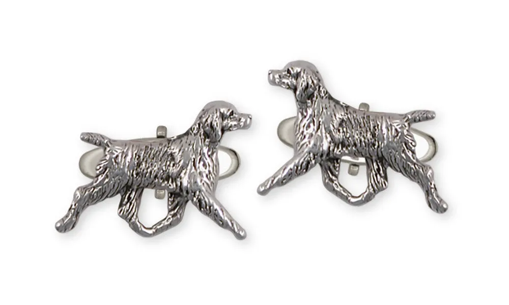 Brittany Dog Cufflinks Handmade Sterling Silver Dog Jewelry BR6-CL