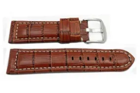 Brown Alligator Grain Leather Watch Band