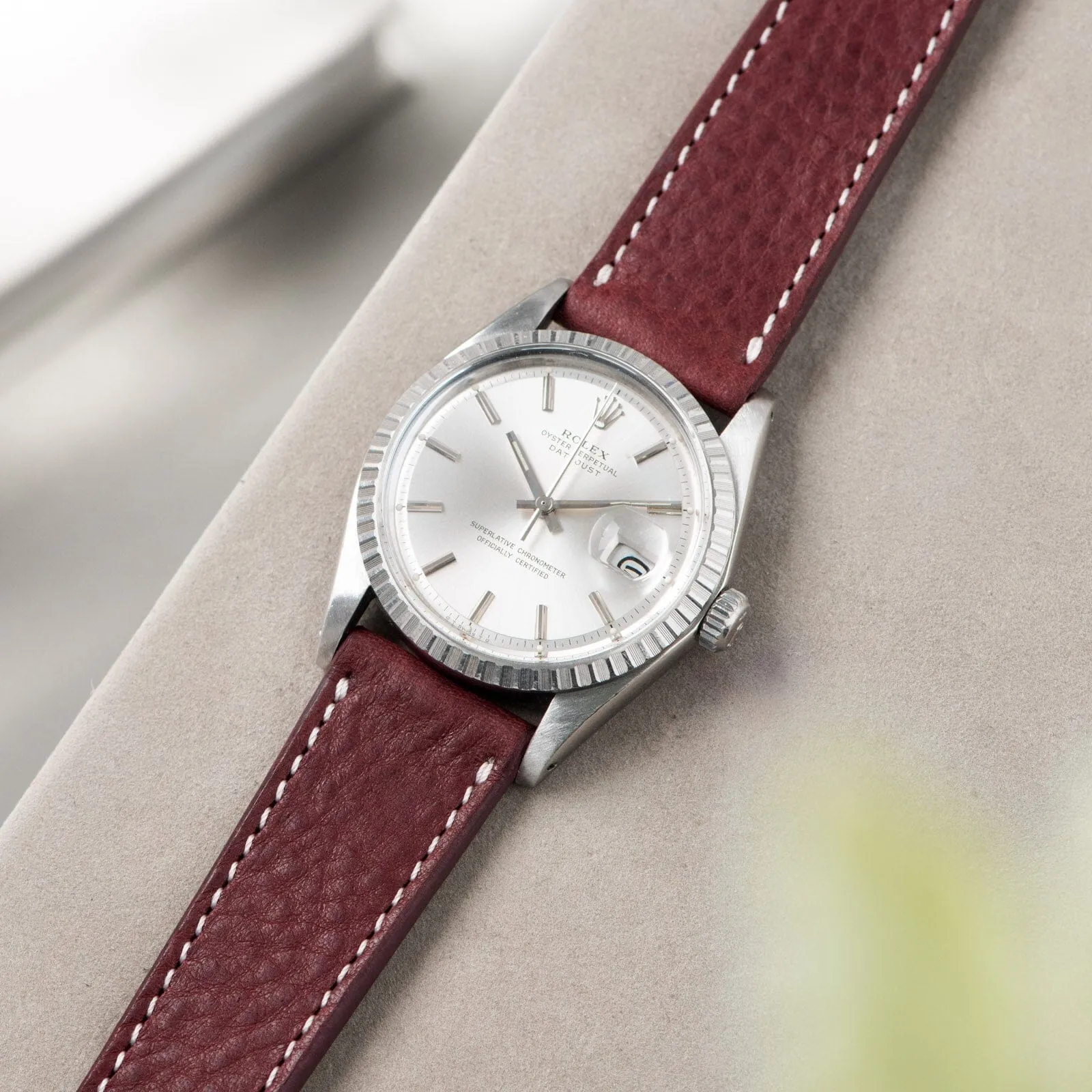 Burgundy Red Leather Watch Strap