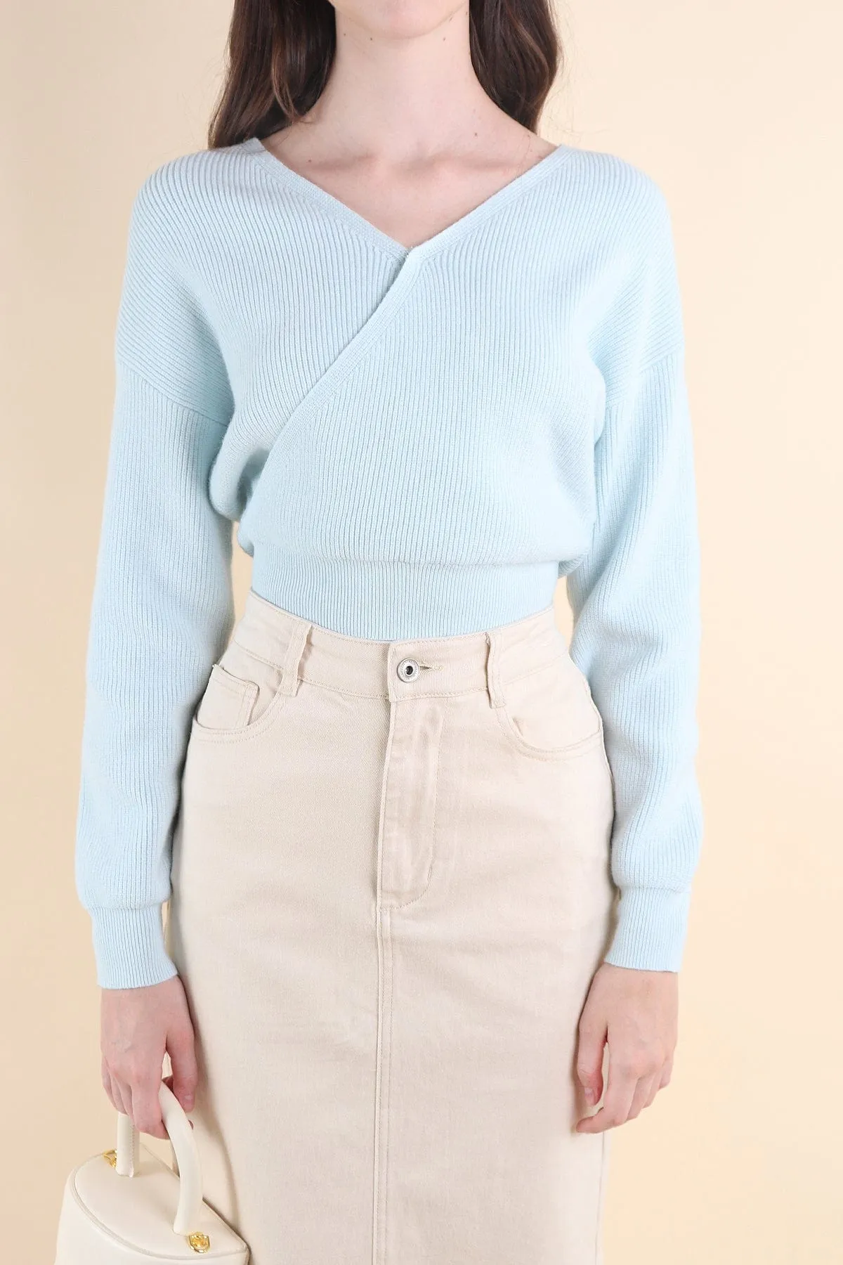 Light Blue Cabana Knit Top for Casual Wear