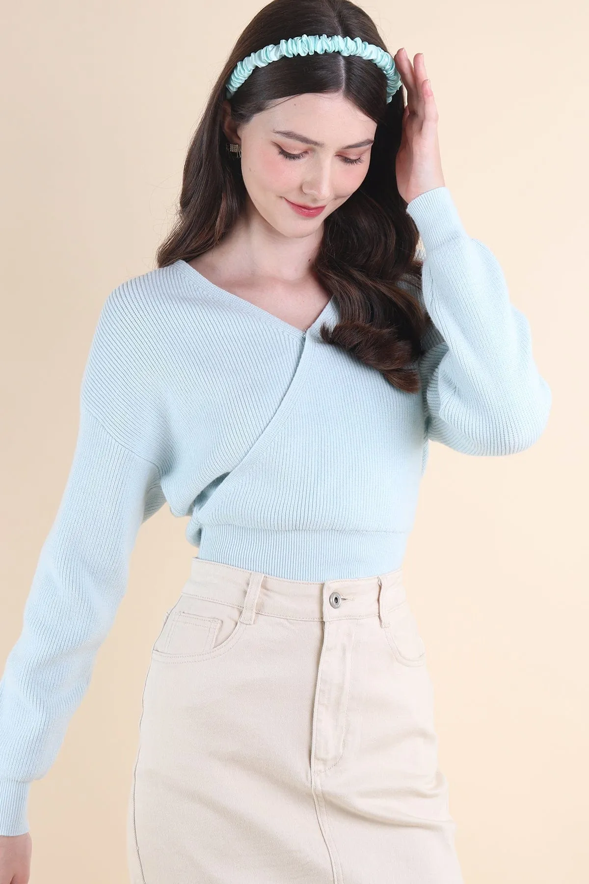 Light Blue Cabana Knit Top for Casual Wear