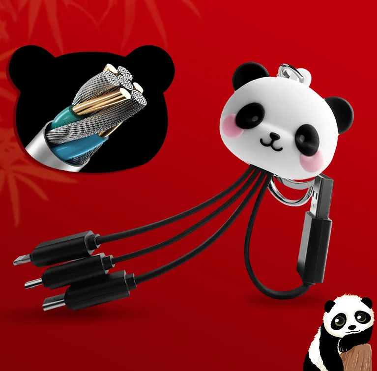 Cartoon Panda Data Wires Keychain