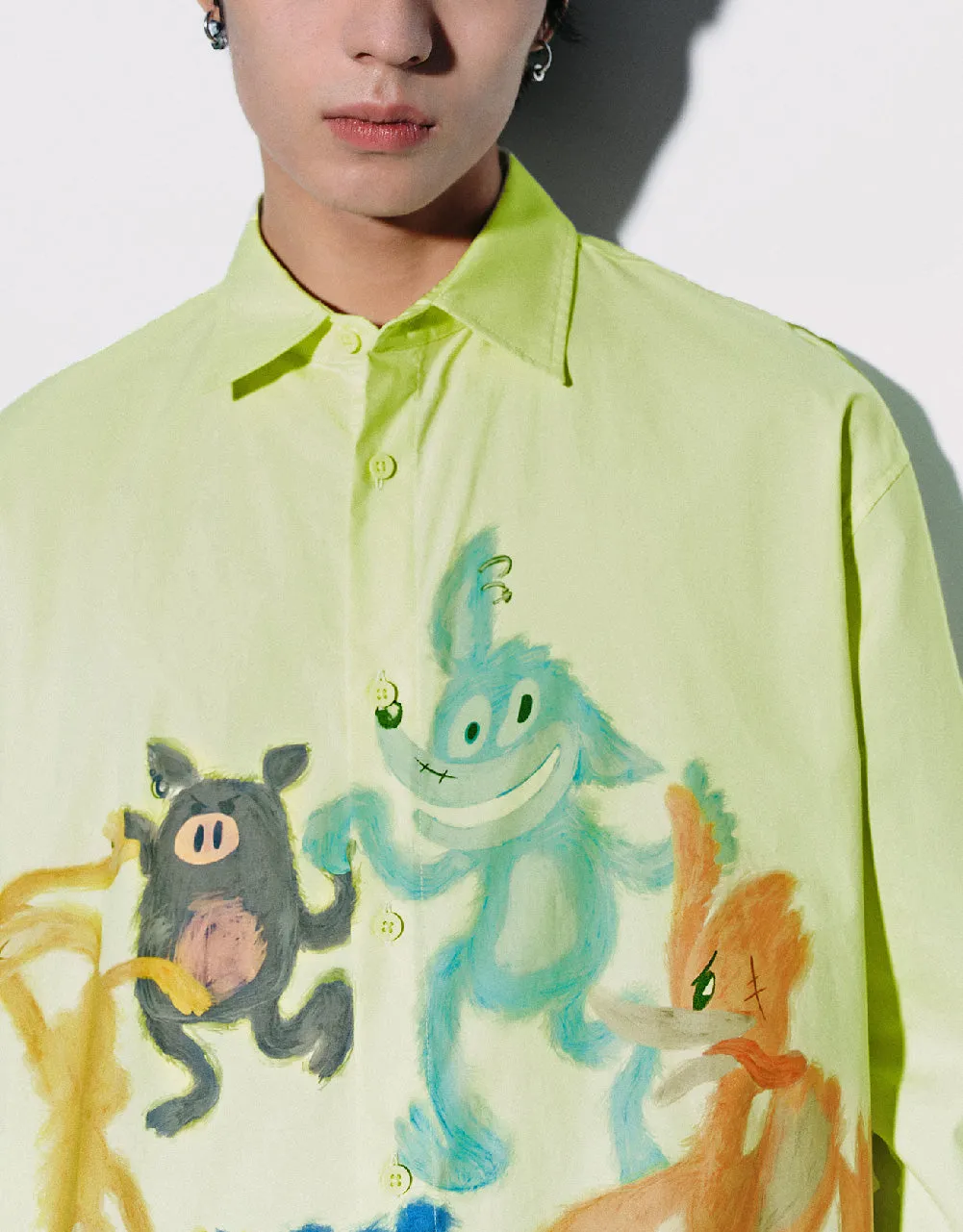 Cartoon Printed Oversized Shirt