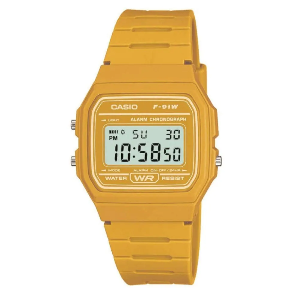 Casio Watch Classic Sports Digital Yellow F-91WC-9ADF