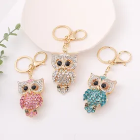 Creative bag pendant with stone inlaid cartoon owl