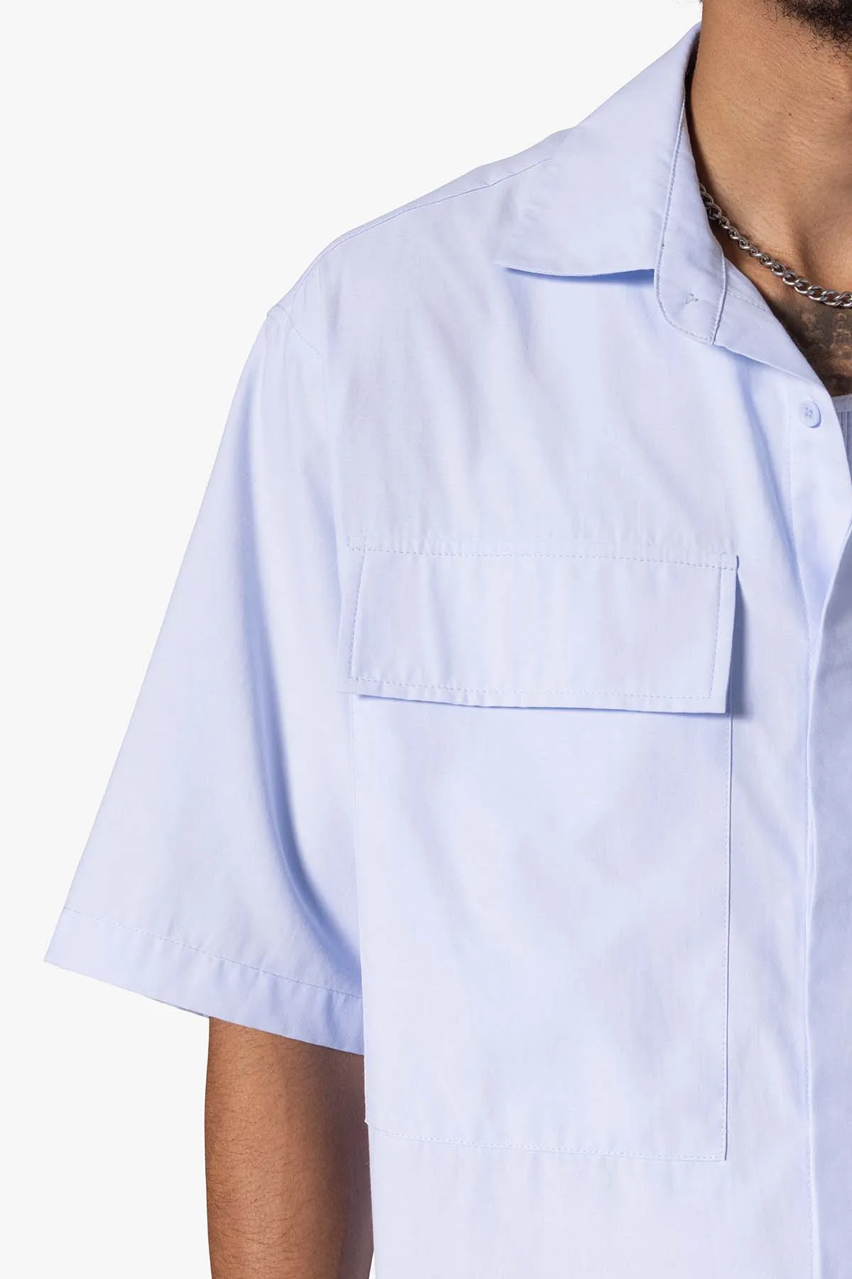 Cropped S/S Shirt - Light Blue