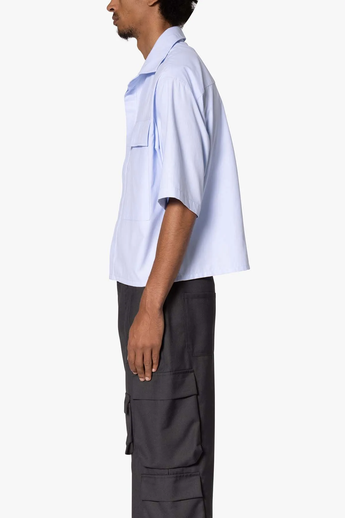 Cropped S/S Shirt - Light Blue