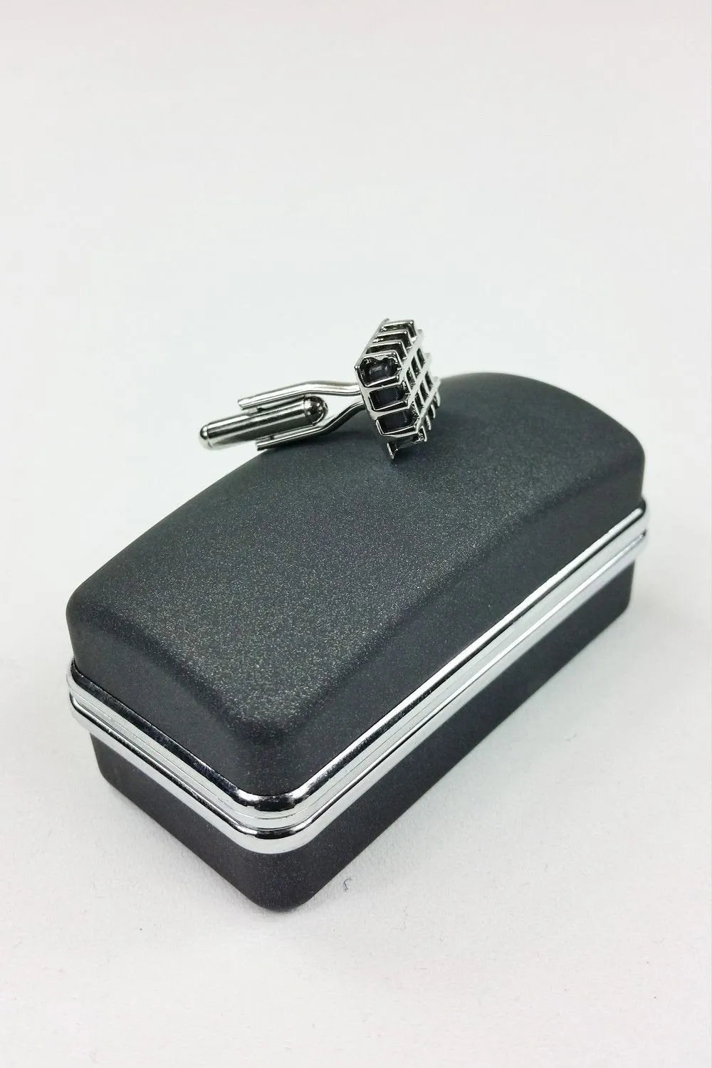 CUFF DADDY Silver and Grey Hashtag Cufflinks (S)