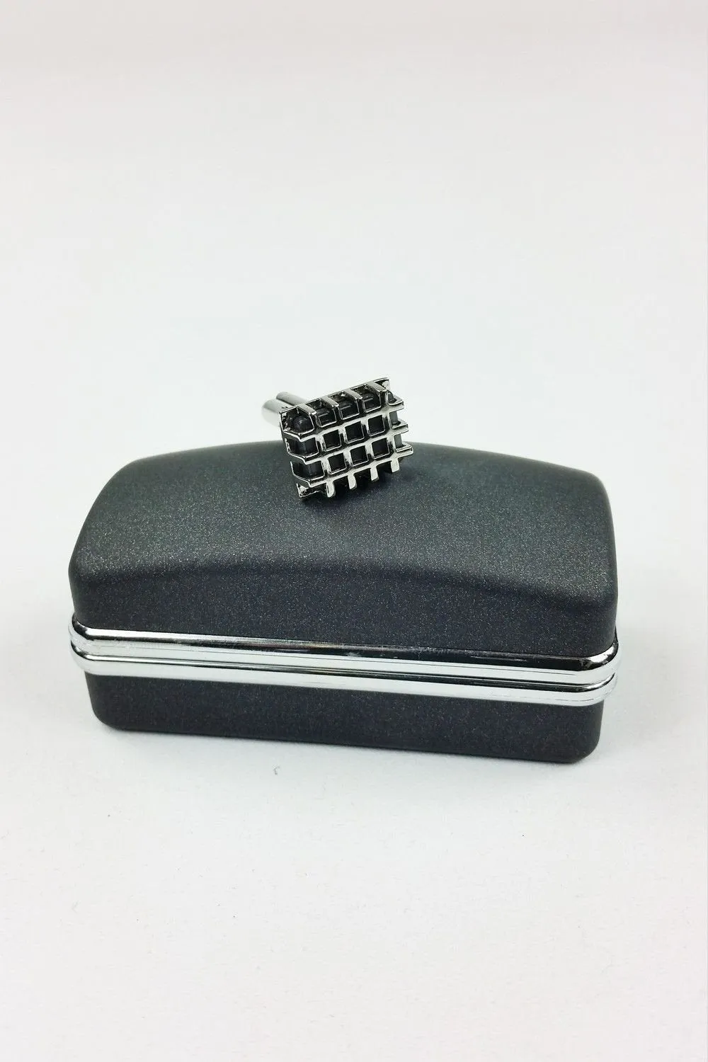 CUFF DADDY Silver and Grey Hashtag Cufflinks (S)