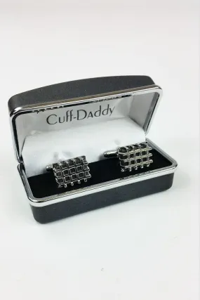 CUFF DADDY Silver and Grey Hashtag Cufflinks (S)