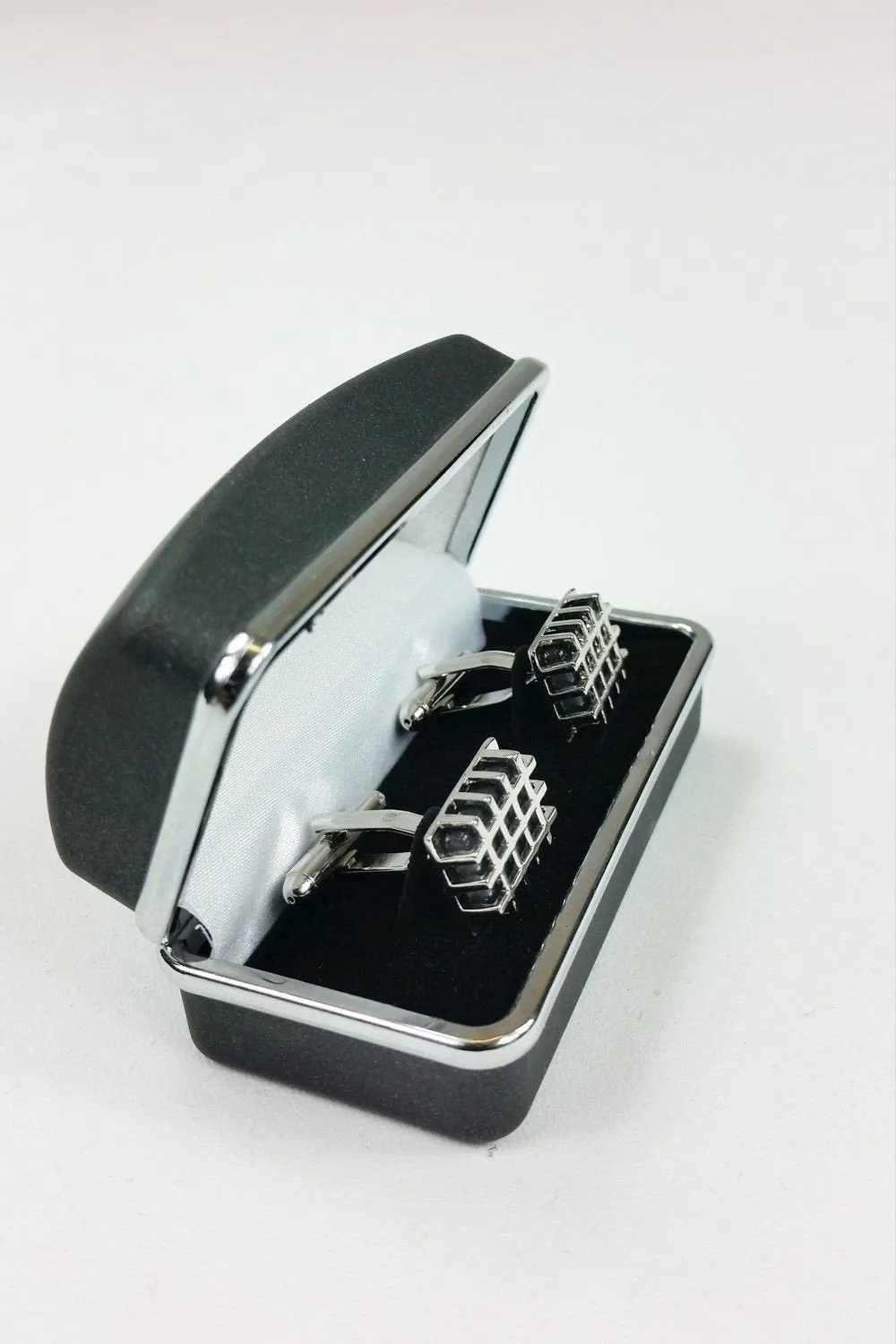 CUFF DADDY Silver and Grey Hashtag Cufflinks (S)