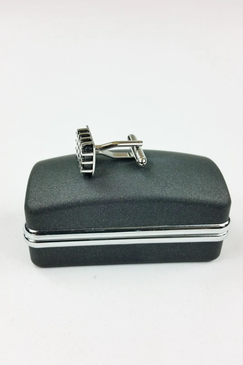 CUFF DADDY Silver and Grey Hashtag Cufflinks (S)