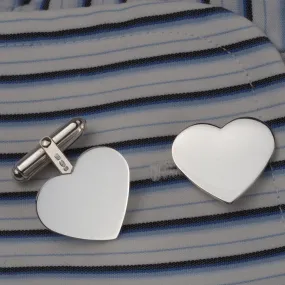 Engraved Sterling Silver Heart Cufflinks