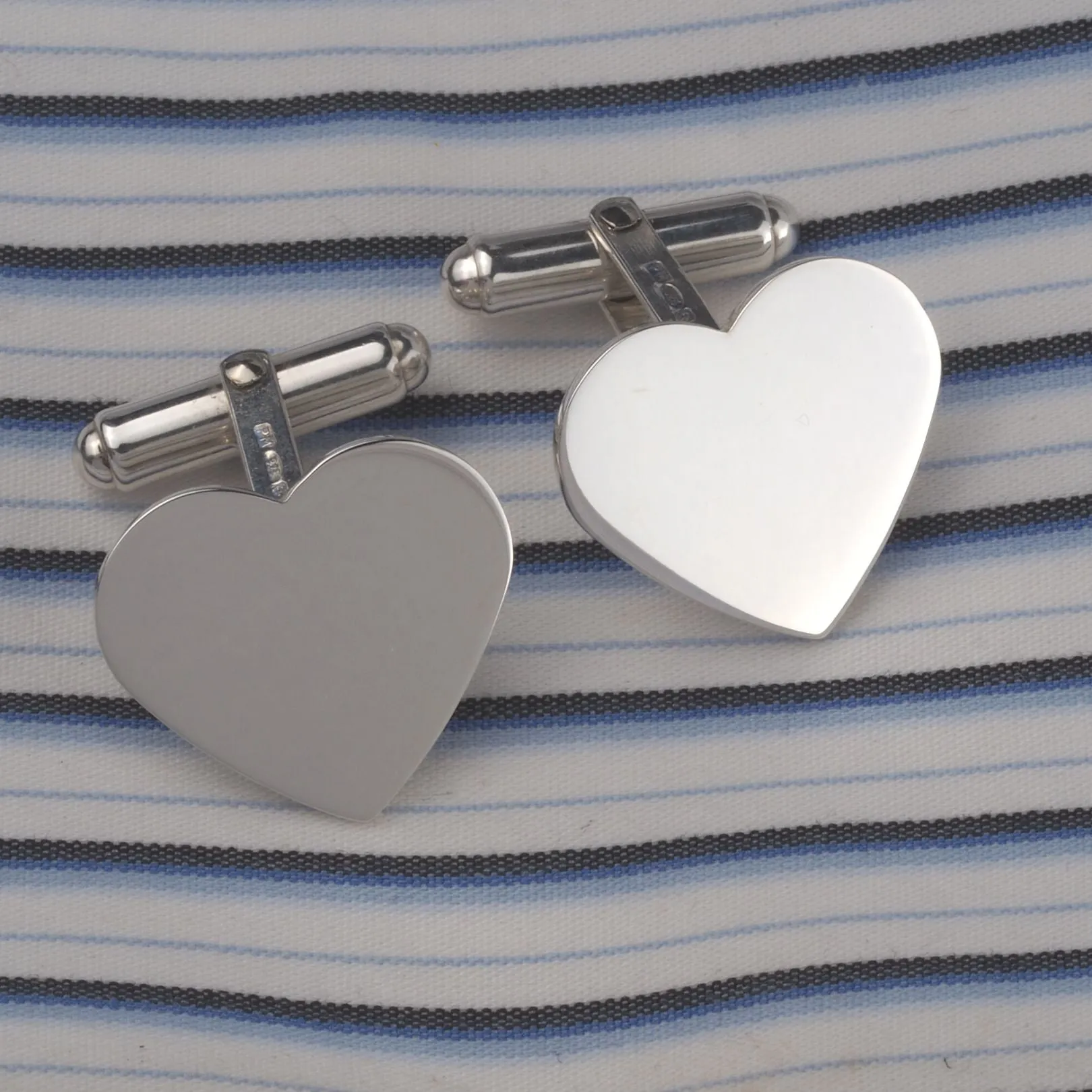 Engraved Sterling Silver Heart Cufflinks