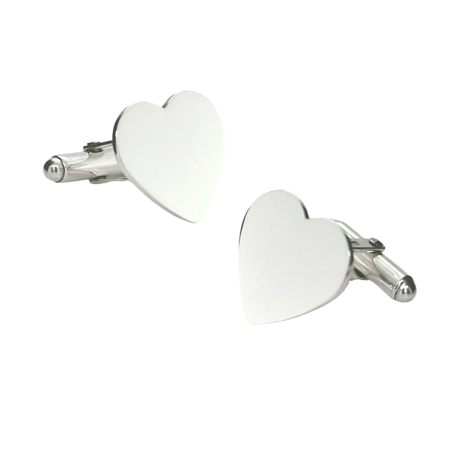 Engraved Sterling Silver Heart Cufflinks