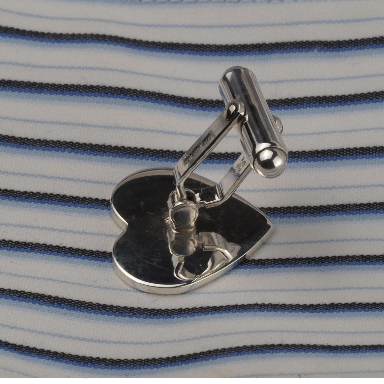 Engraved Sterling Silver Heart Cufflinks