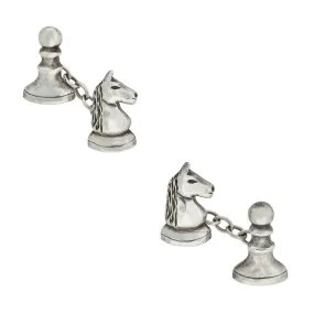 Estate English Sterling Knight   Pawn Chess Cufflinks