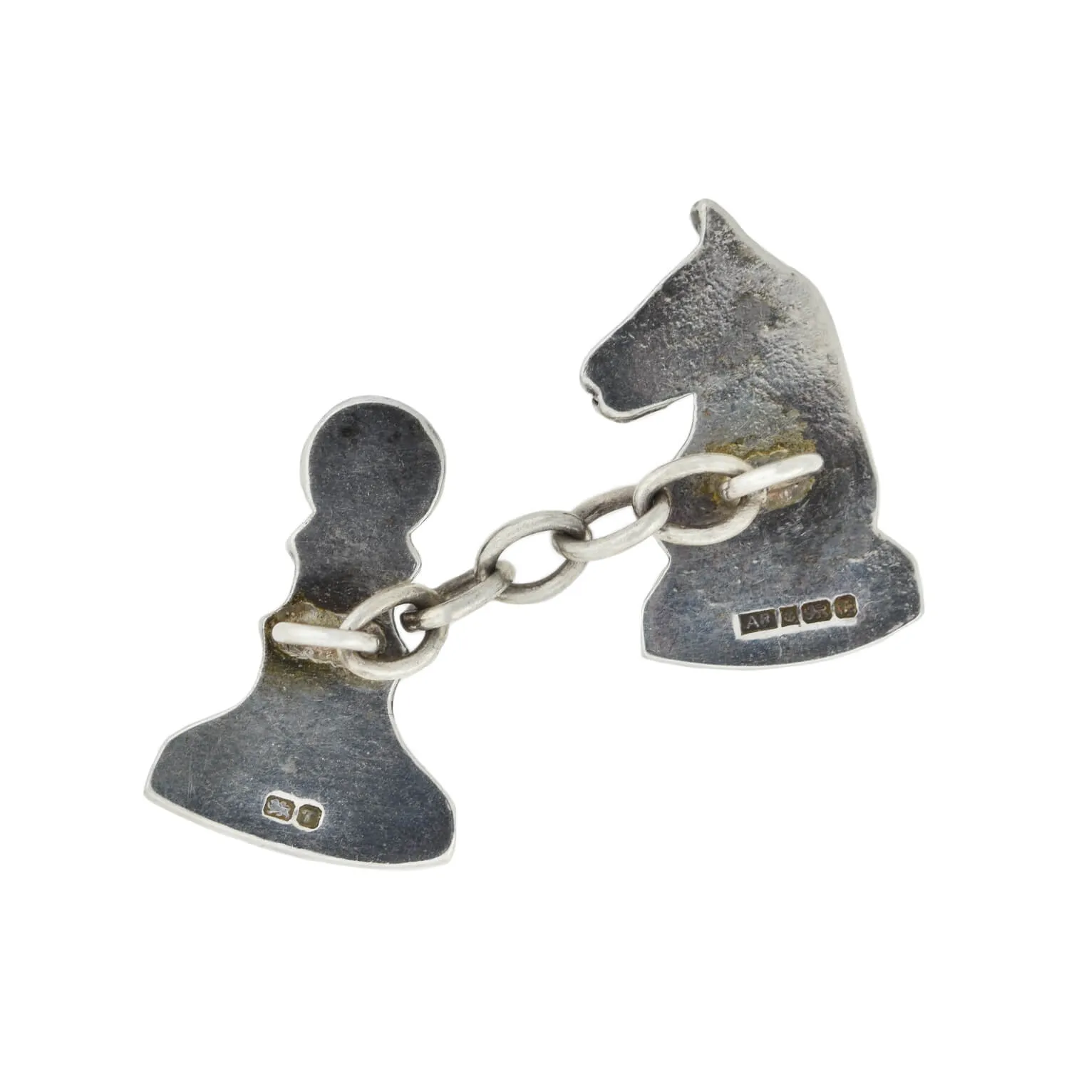 Estate English Sterling Knight   Pawn Chess Cufflinks