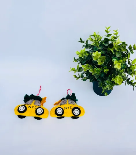 Felt NYC Taxi Ornaments