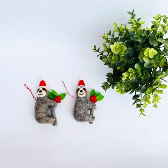 Felt Sloth Ornaments