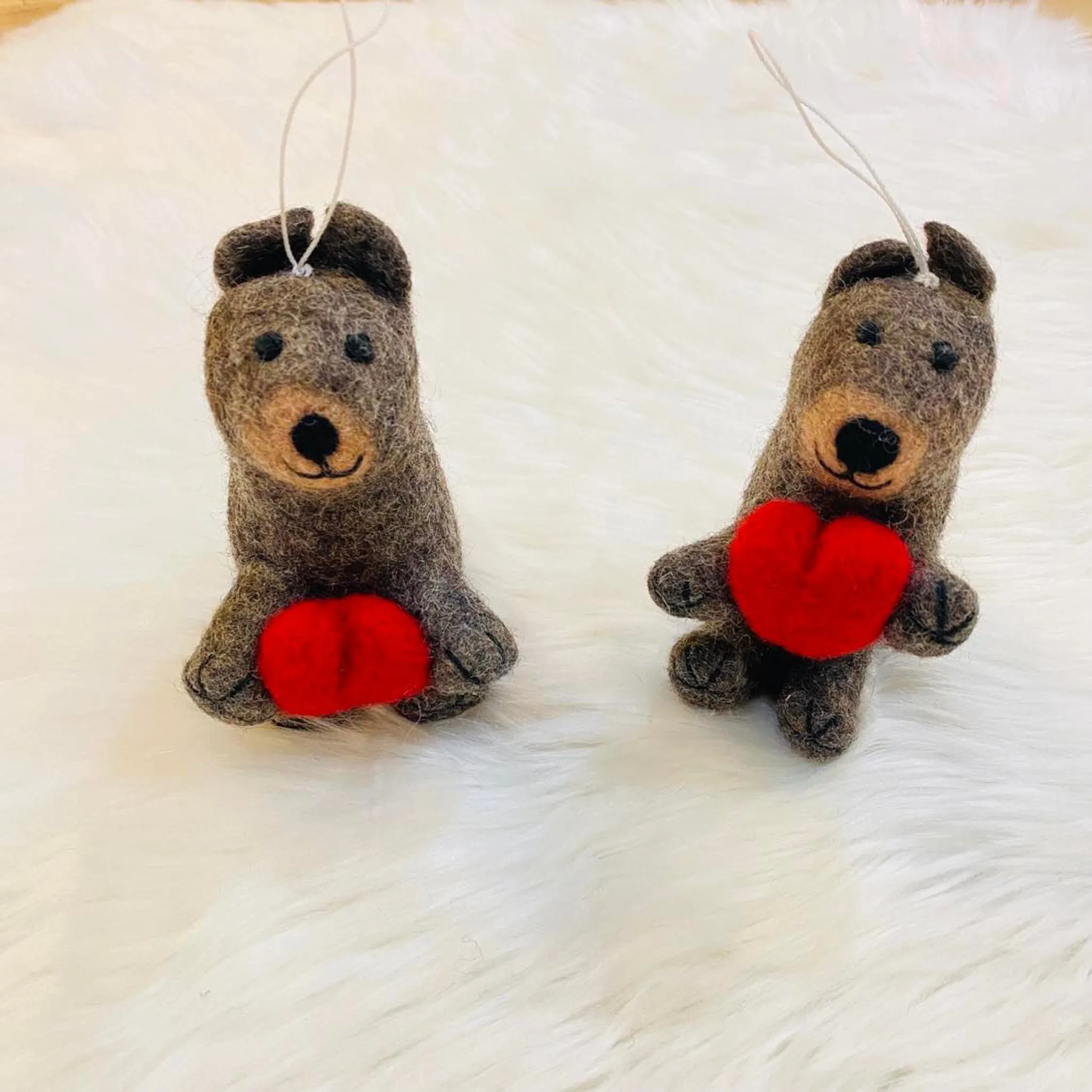 Felted Teddy Bear Ornaments