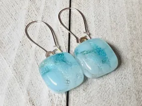 Fused Glass Earrings~ Light Blue  ~