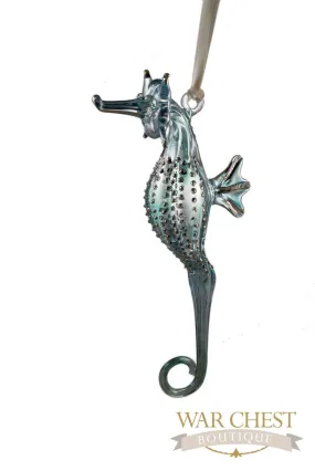 Glass Seahorse Ornaments Green