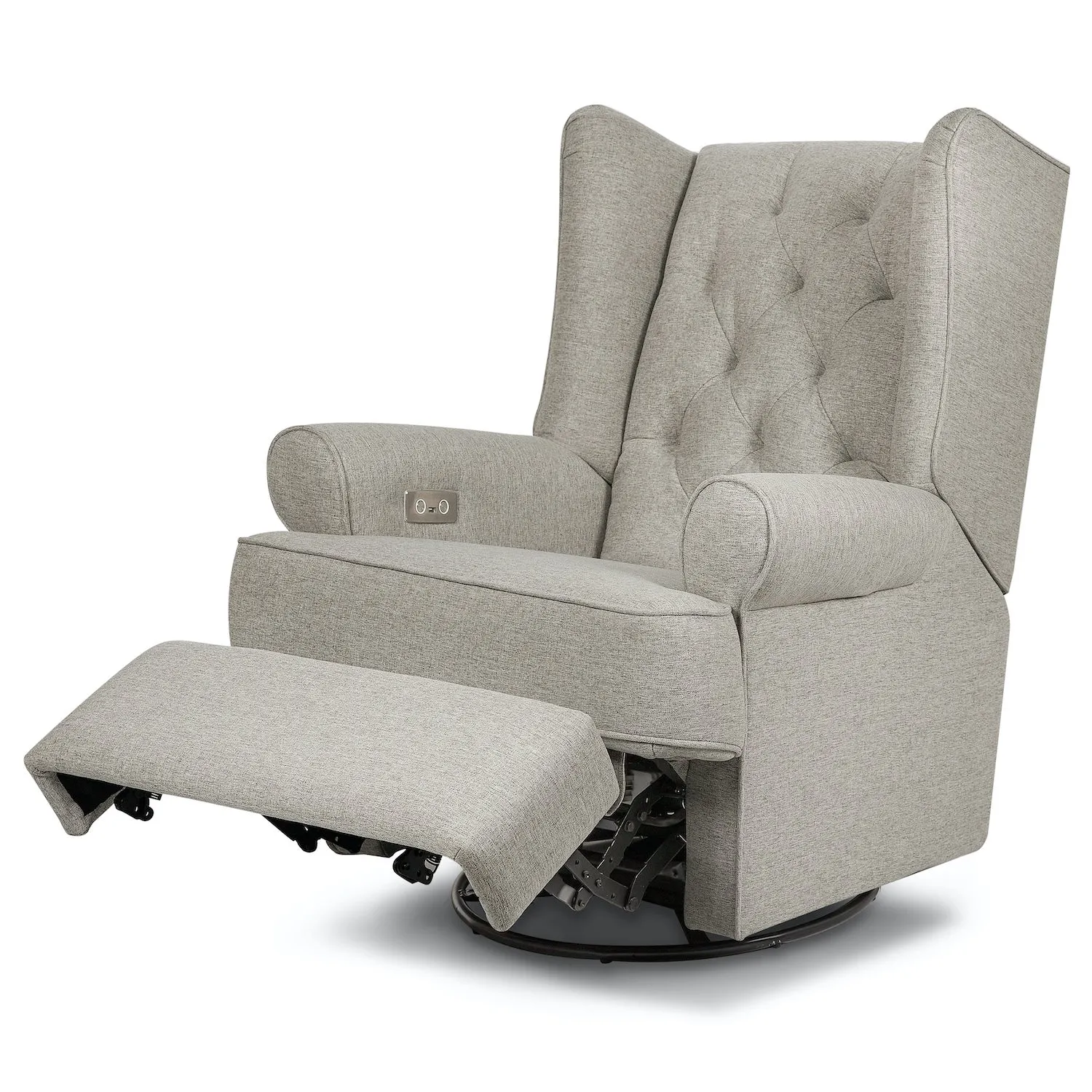 Harbour Electronic Recliner   Swivel Glider in Eco-Performance Fabric with USB Port - Grey