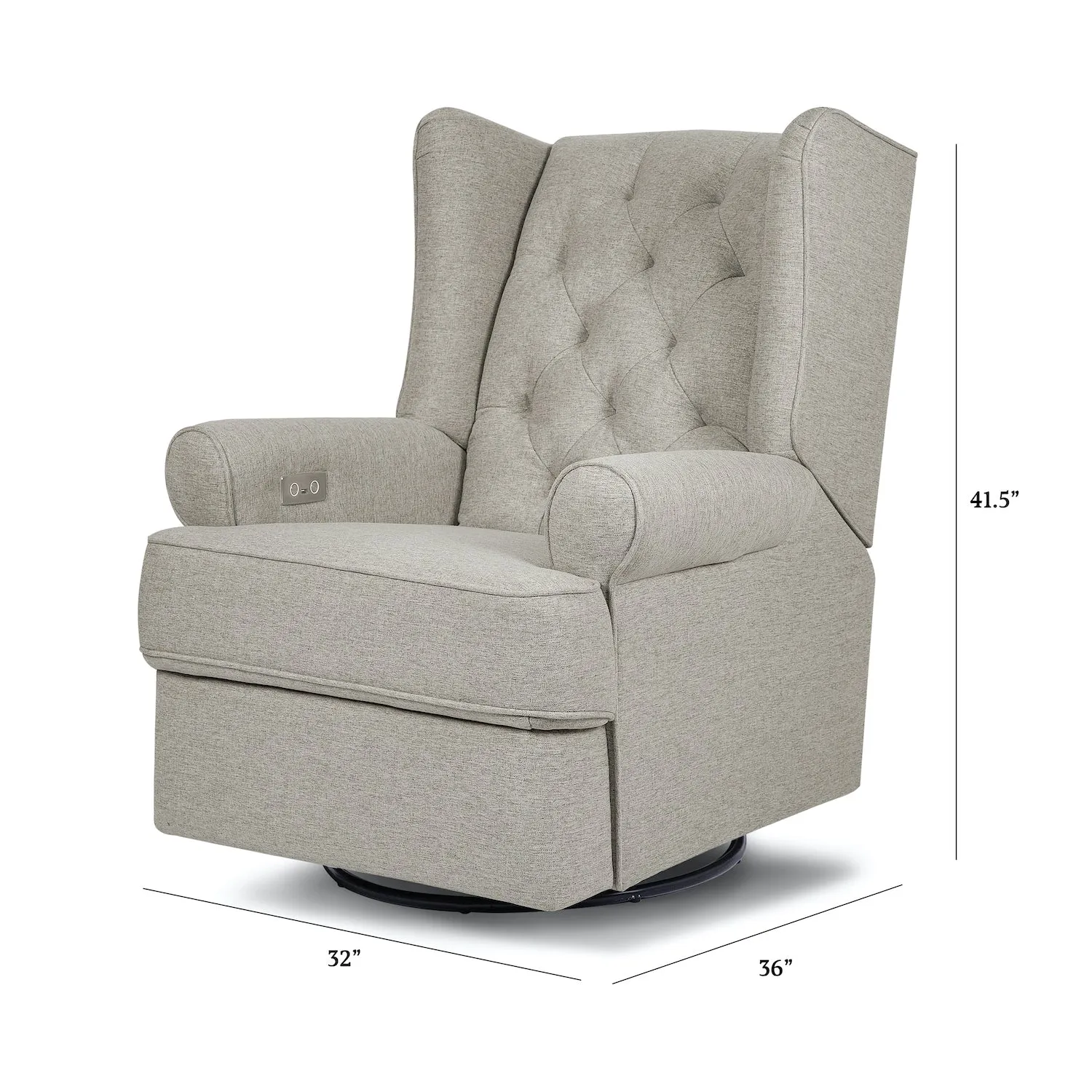 Harbour Electronic Recliner   Swivel Glider in Eco-Performance Fabric with USB Port - Grey