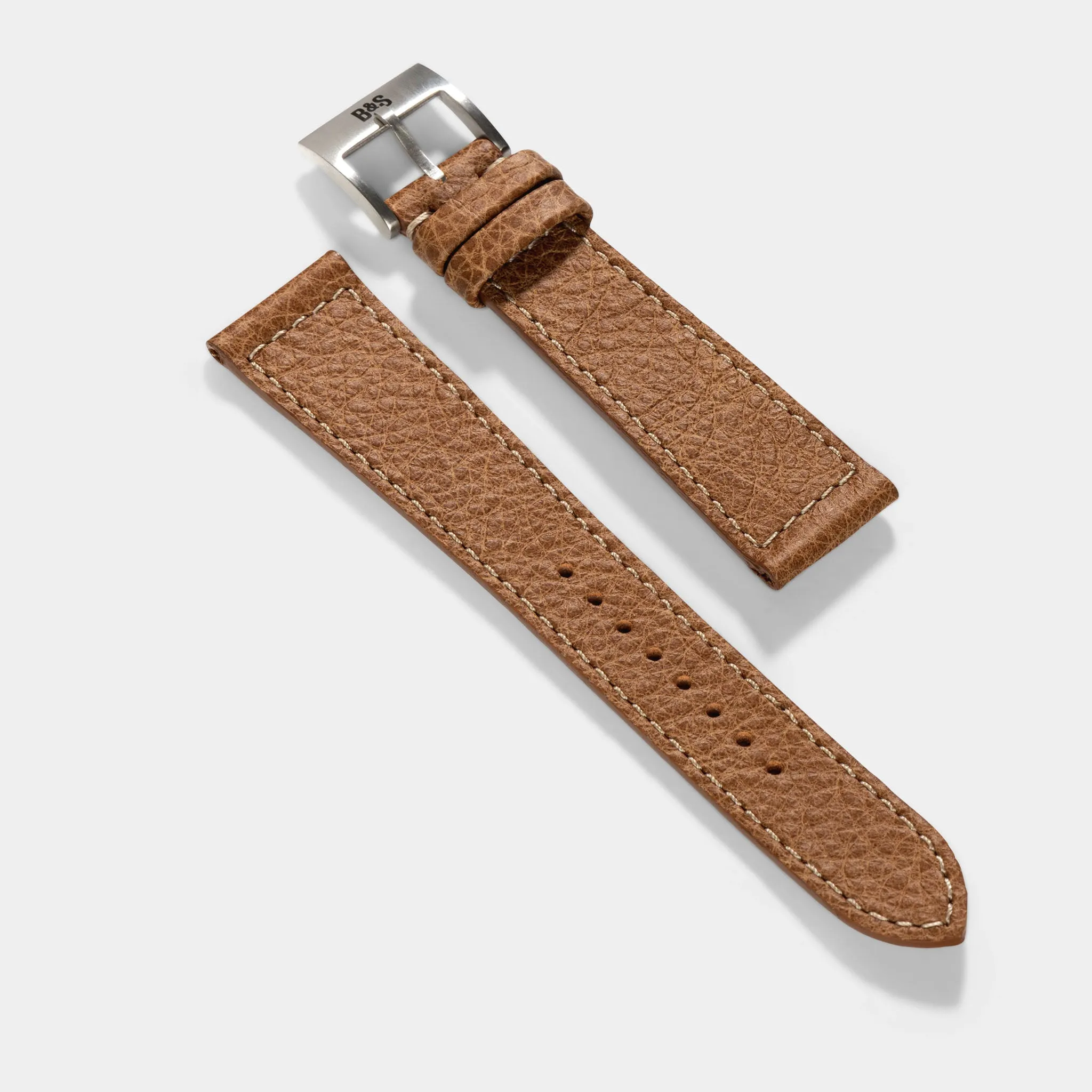 Kansas Brown Boxed Leather Watch Strap