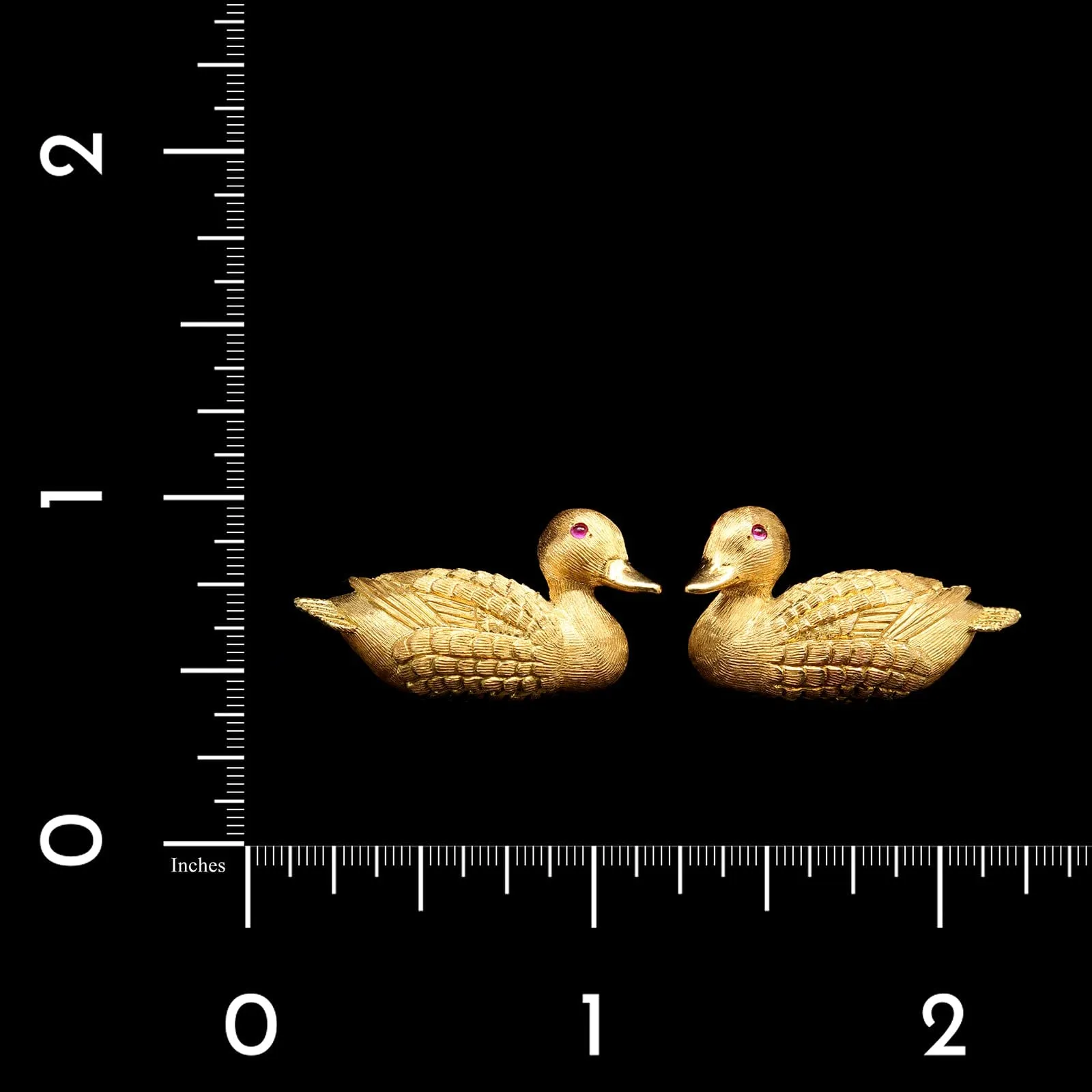 Kurt Wayne 18K Yellow Gold Estate Ruby Duck Cufflinks