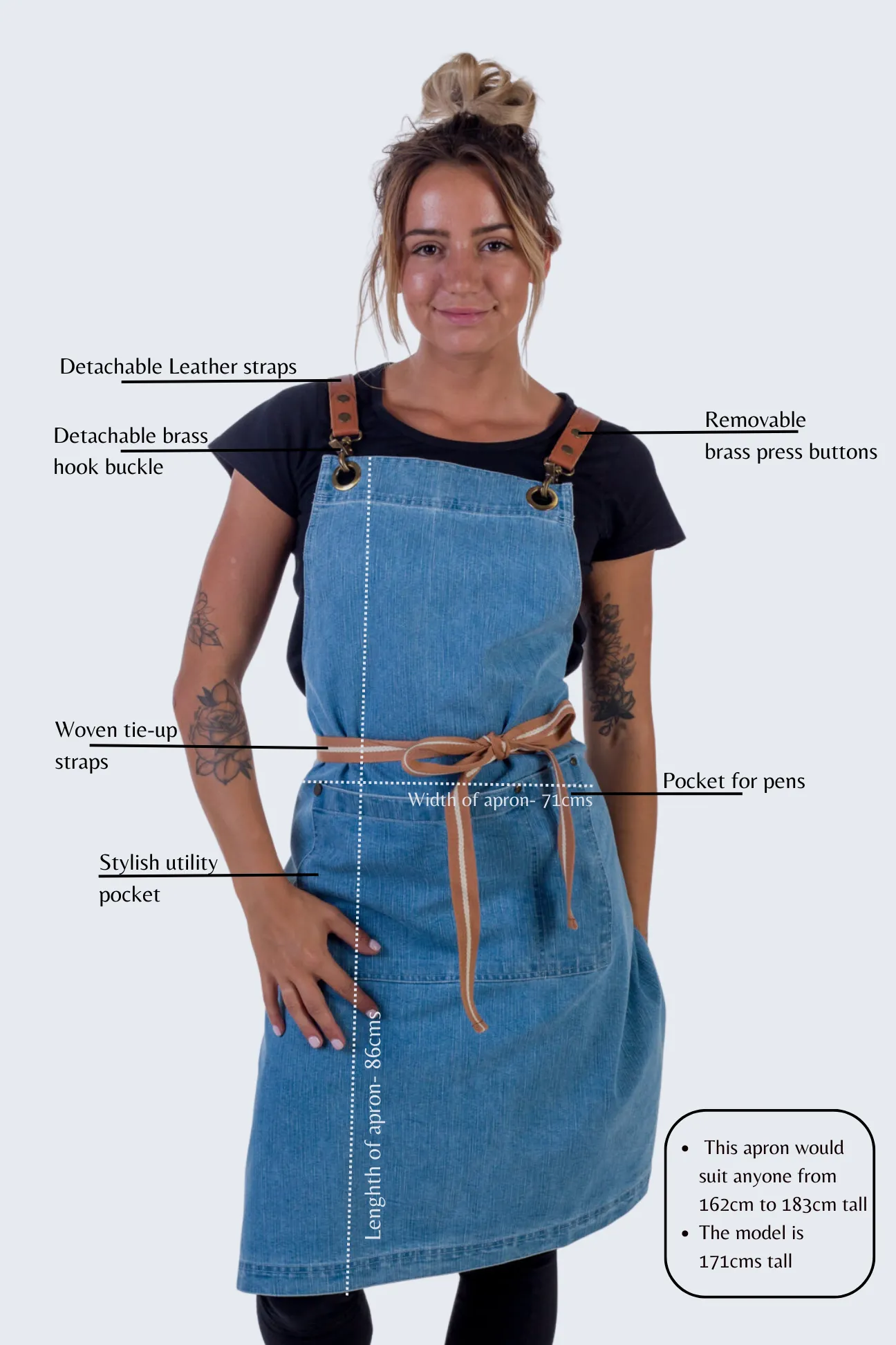 Light Blue Denim apron Natural