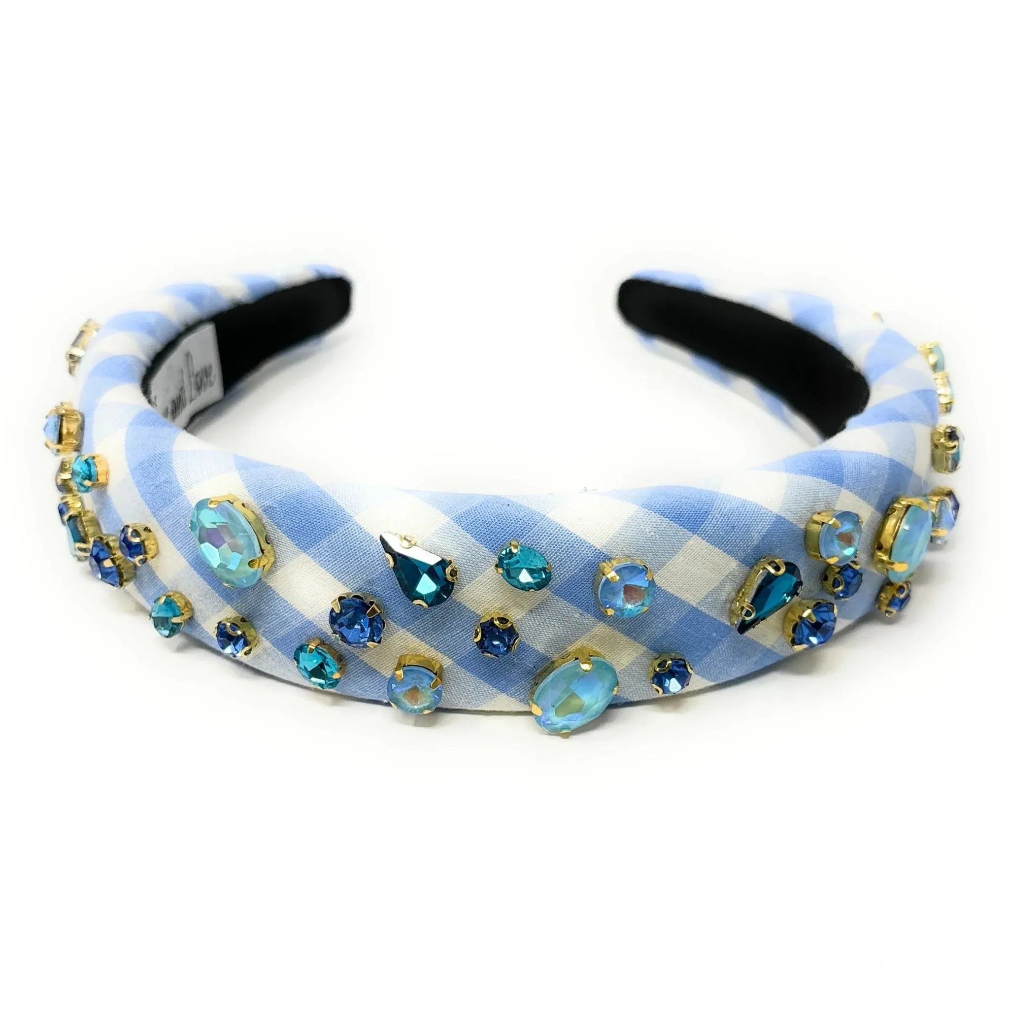 Light Blue Gingham Padded Headband