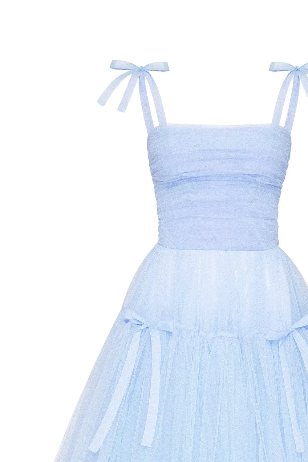 Light Blue tie-straps tulle dress