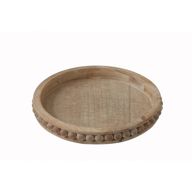 Mallie Round Wood Brown Coffee Table Tray