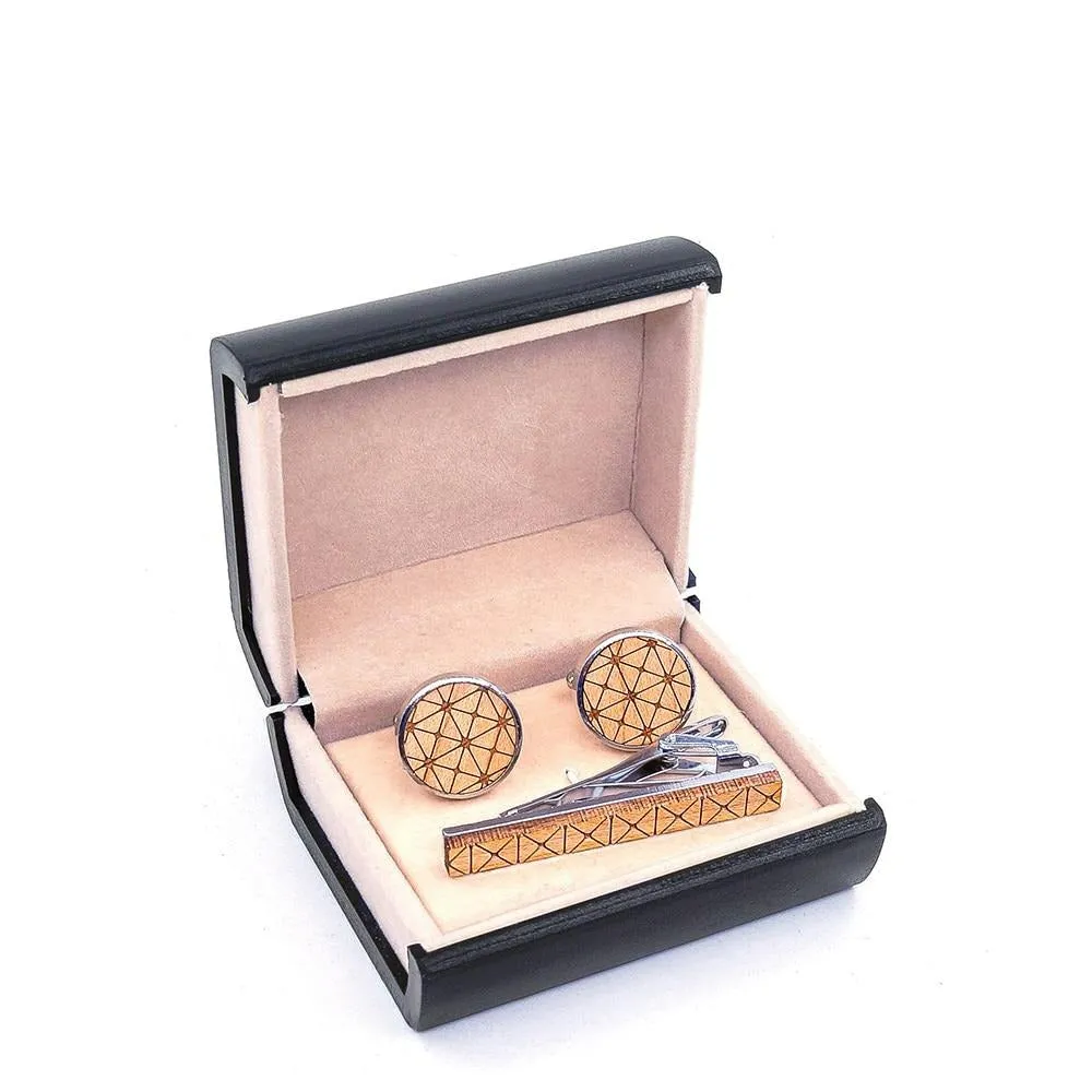 Matrix Pattern Cufflinks & Tie Bar Gift Set